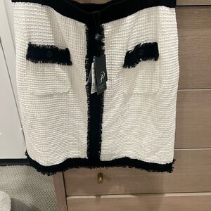 Adrianna Papell Black and White Textured Mini Skirt